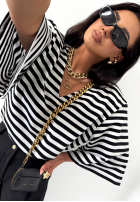 T-shirt oversize w paski La Milla It's All About Us  czarno-biały