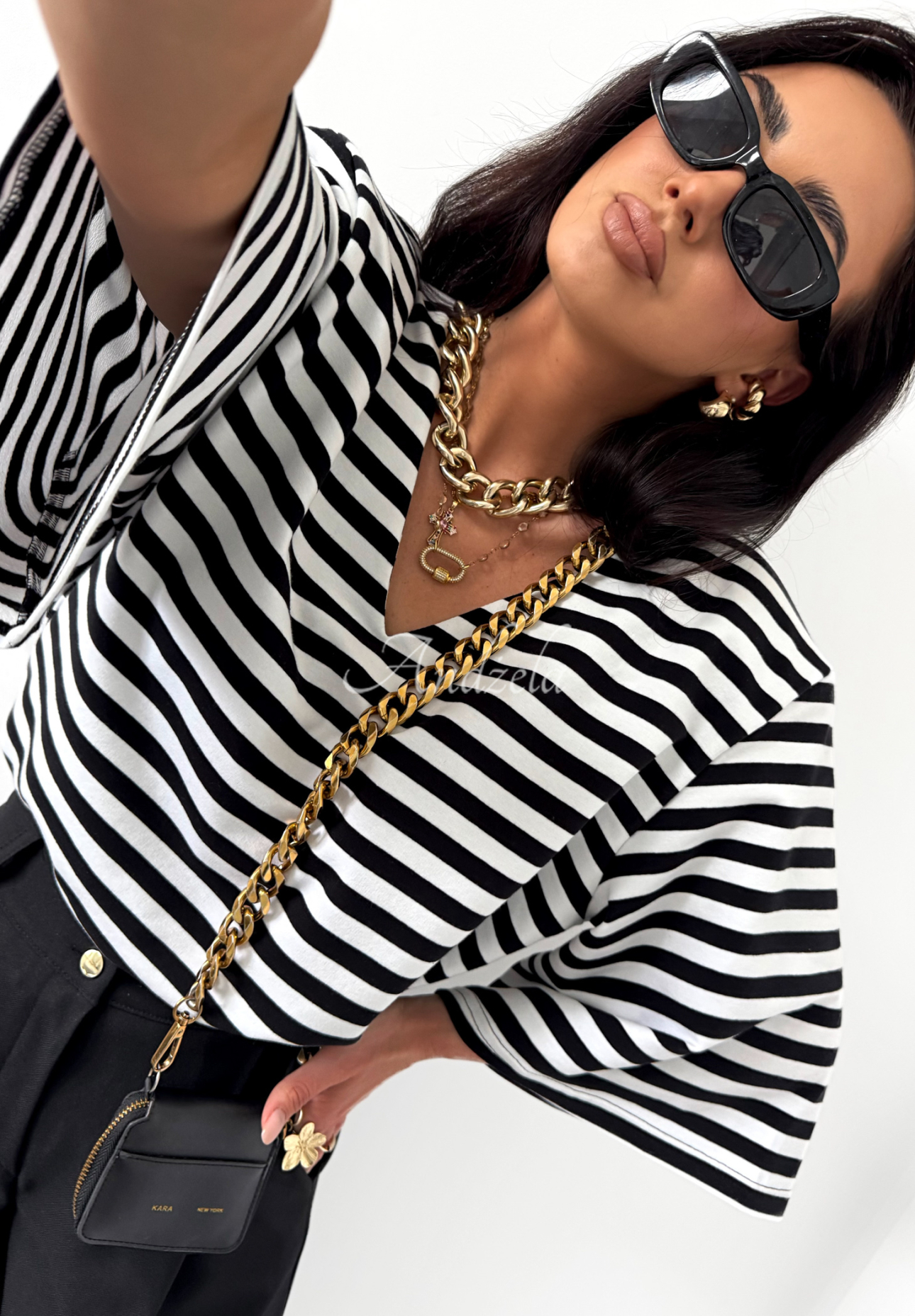 La Milla It's All About Us striped oversize T-shirt black and white