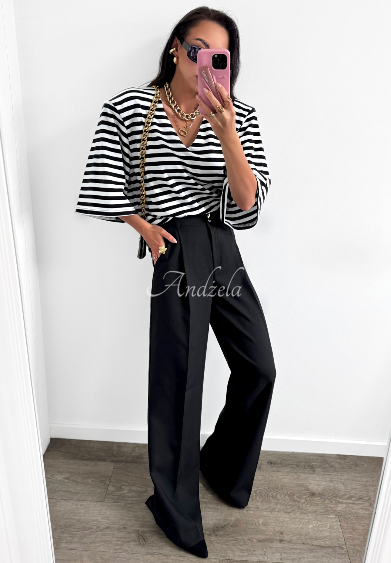 La Milla It's All About Us striped oversize T-shirt black and white