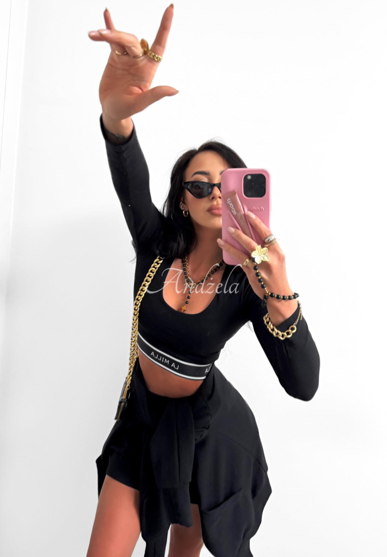 Short blouse with neckline La Milla No Wait black