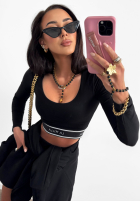 Krótka bluzka z dekoltem La Milla No Wait czarna