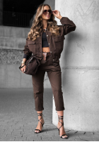 Spodnie z paskiem Almost Gone czekoladowe