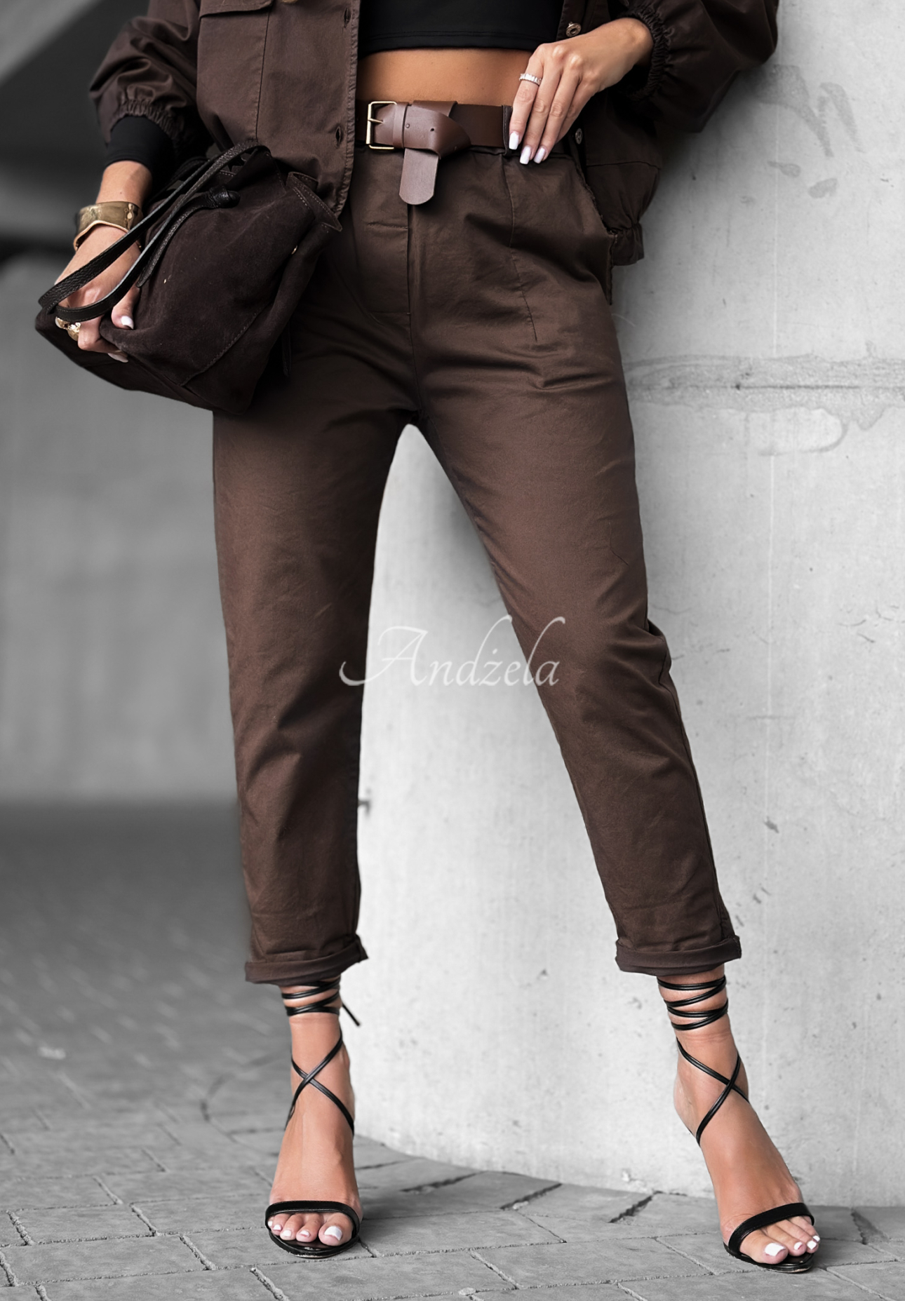 Pants with belt Almost Gone chocolate