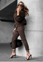 Spodnie z paskiem Almost Gone czekoladowe