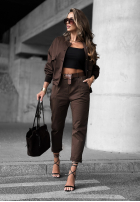 Spodnie z paskiem Almost Gone czekoladowe