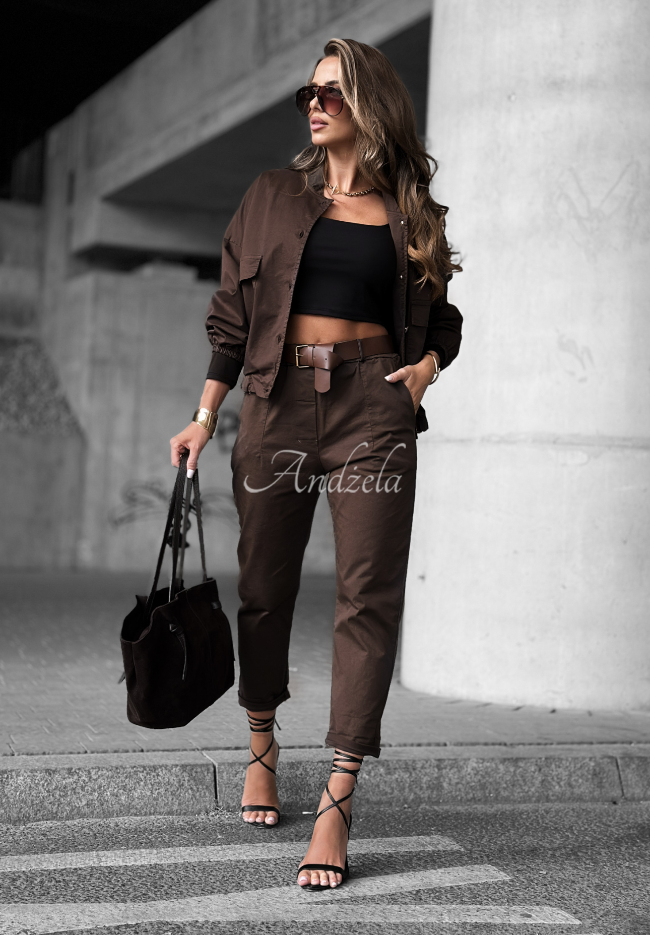 Pants with belt Almost Gone chocolate