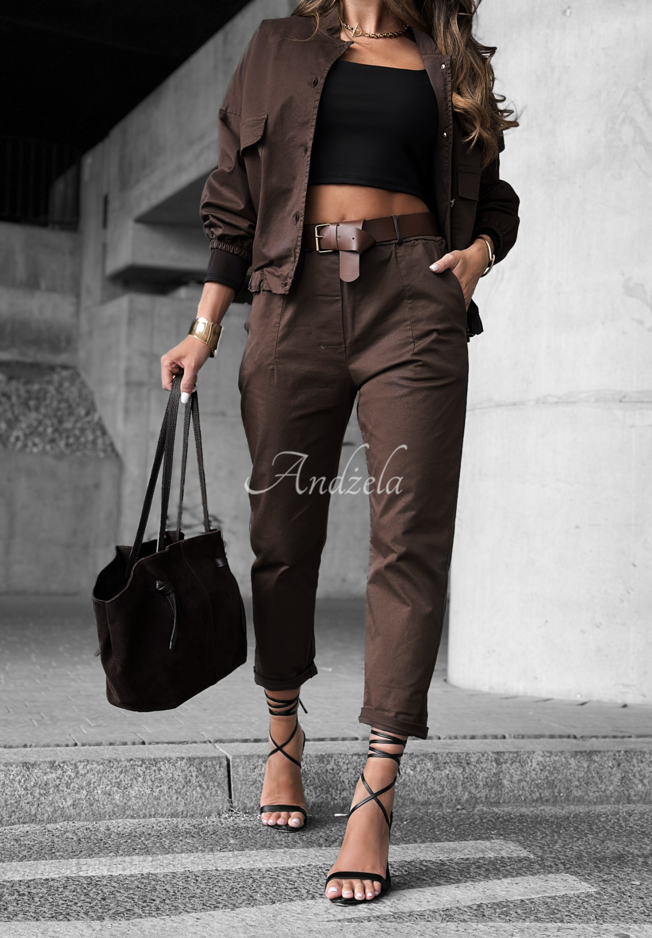 Pants with belt Almost Gone chocolate