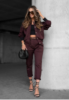 Spodnie z paskiem Almost Gone burgundowe