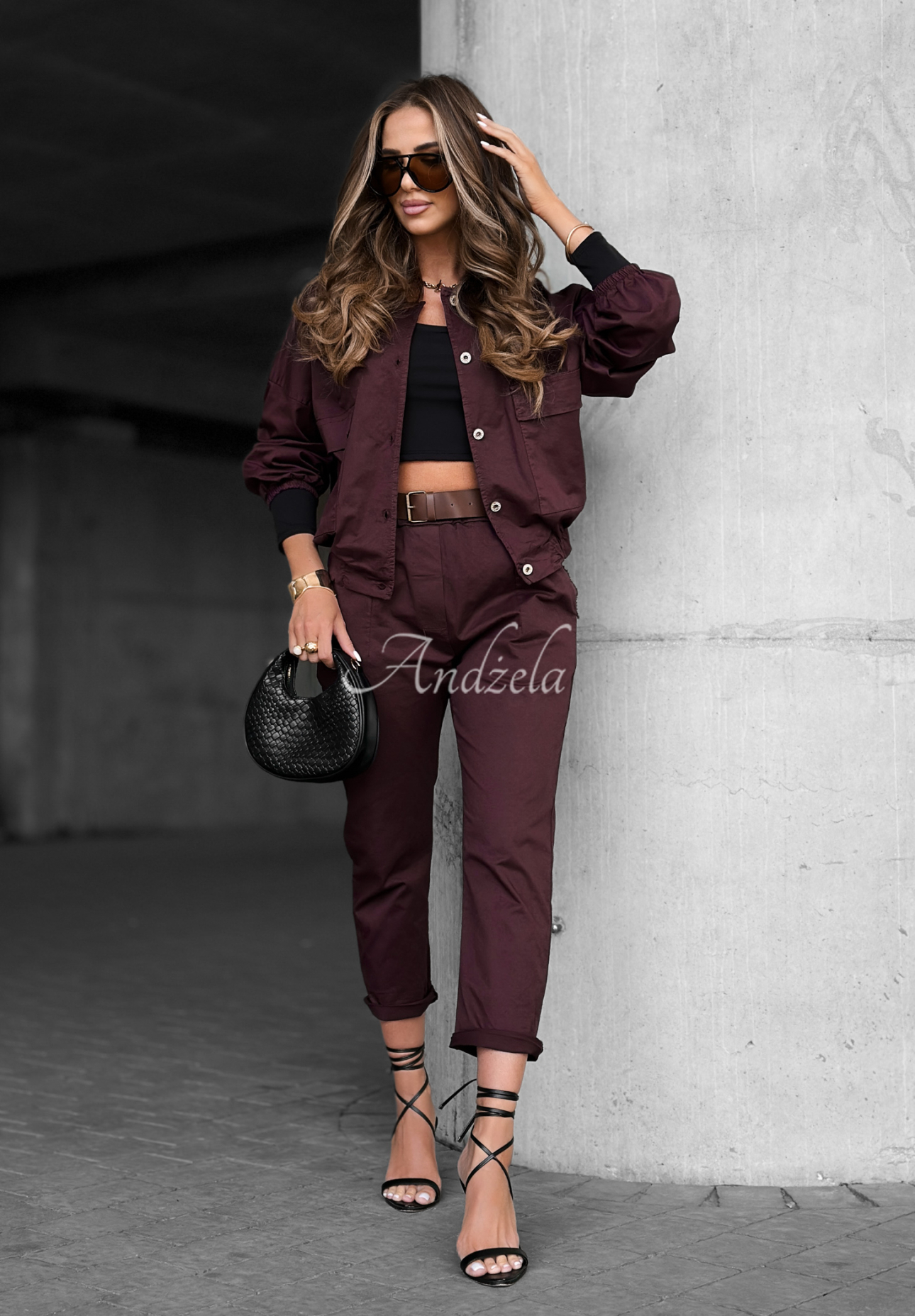 Almost Gone burgundy belted pants