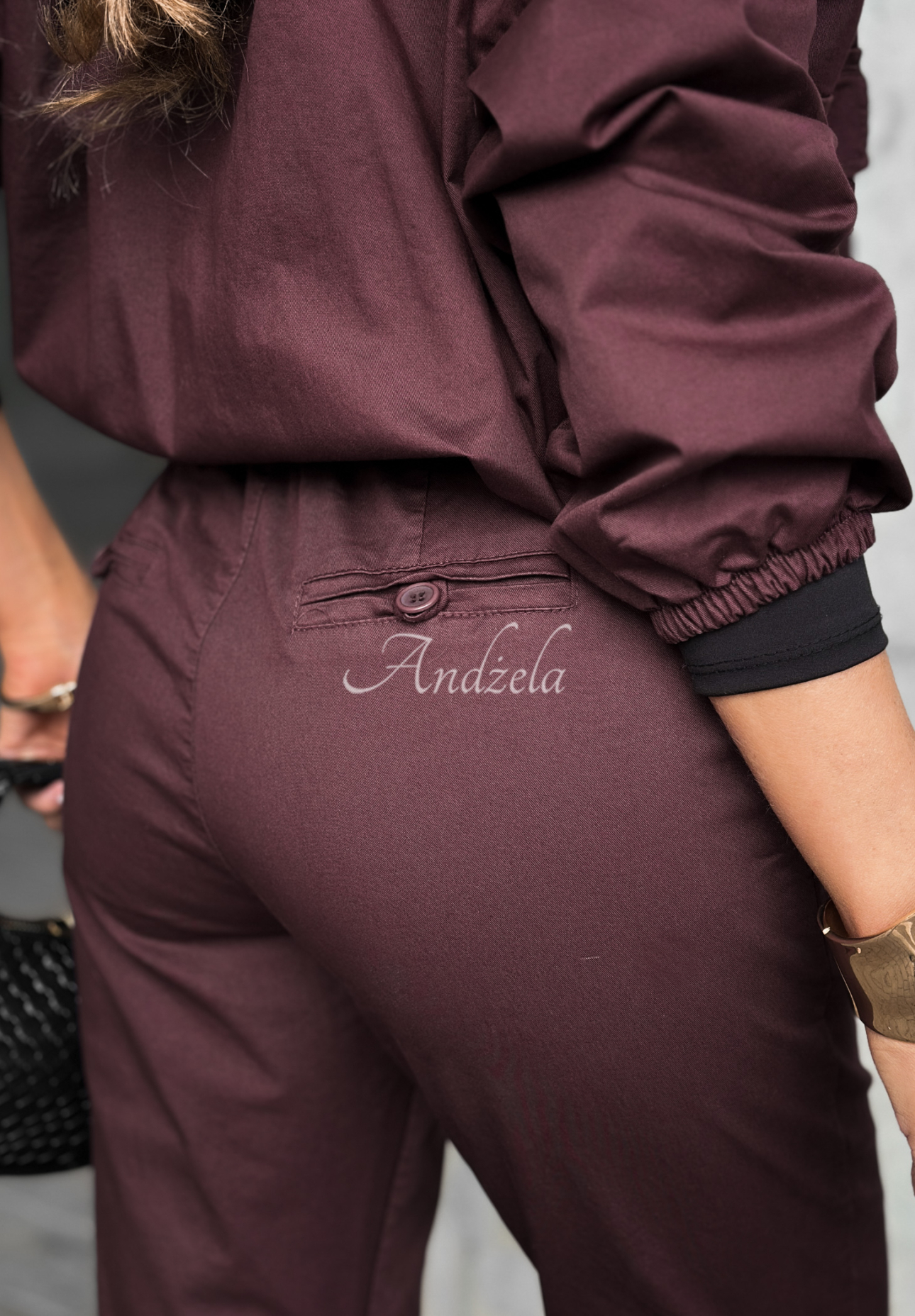 Almost Gone burgundy belted pants