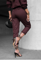 Spodnie z paskiem Almost Gone burgundowe