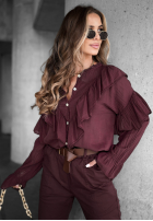 Koszula z falbankami Just Begin burgundowa