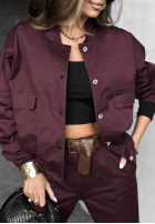 Krótka kurtka In Front Of You burgundowa