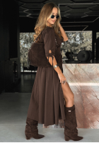 Zamszowa torebka z frędzlami Final Message czekoladowa