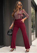 Wzorzysta koszula w paski One Word czekoladowo-burgundowa