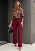 Wzorzysta koszula w paski One Word czekoladowo-burgundowa