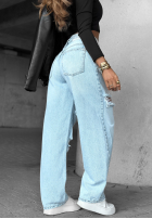 Spodnie jeansowe wide leg z przetarciami It's Complicated niebieskie