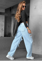 Spodnie jeansowe wide leg z przetarciami It's Complicated niebieskie