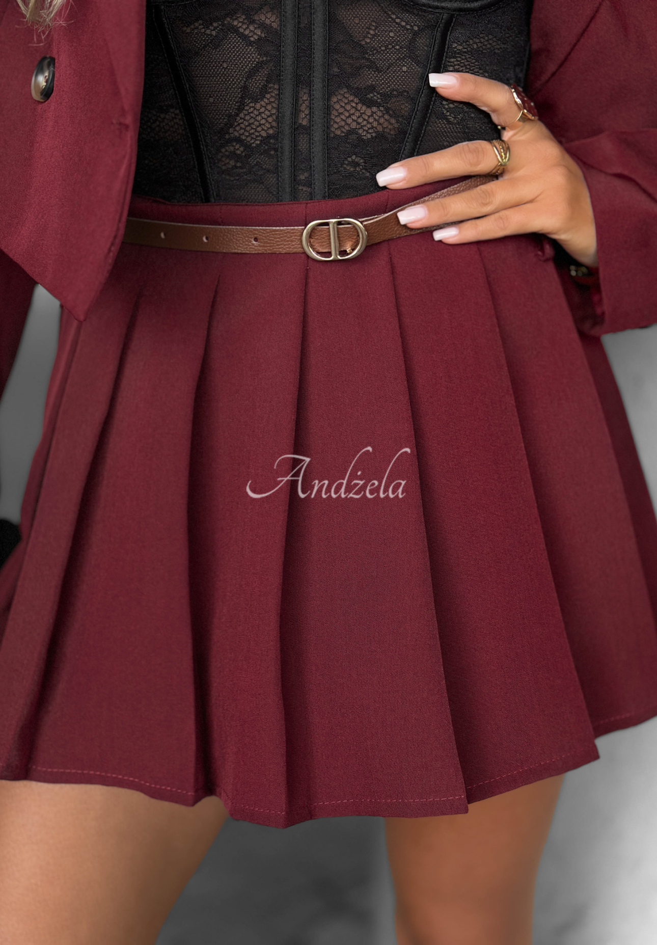 Plisowane spódnico-spodenki I Remember Now burgundowe