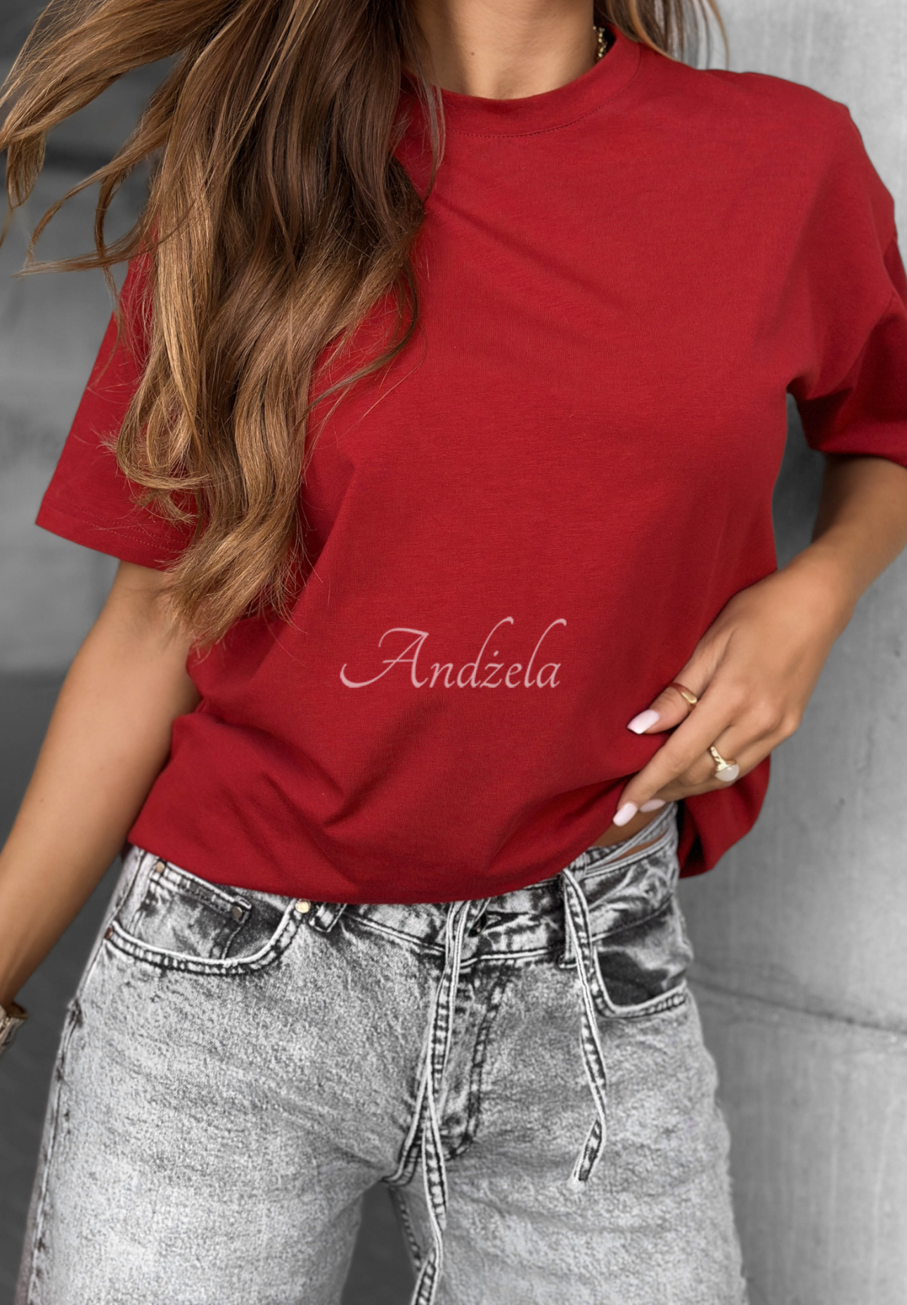 Bawełniany T-shirt Made For You burgundowy