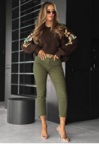 Spodnie jeansowe z paskiem Don’t Expect Much khaki