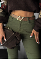 Spodnie jeansowe z paskiem Don’t Expect Much khaki