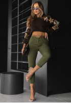 Spodnie jeansowe z paskiem Don’t Expect Much khaki