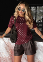 T-shirt w groszki That’s The Point burgundowy