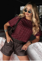 T-shirt w groszki That’s The Point burgundowy