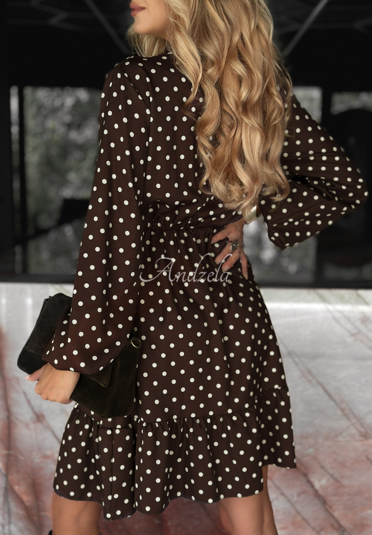 Cancel Plans chocolate pea ruffle dress