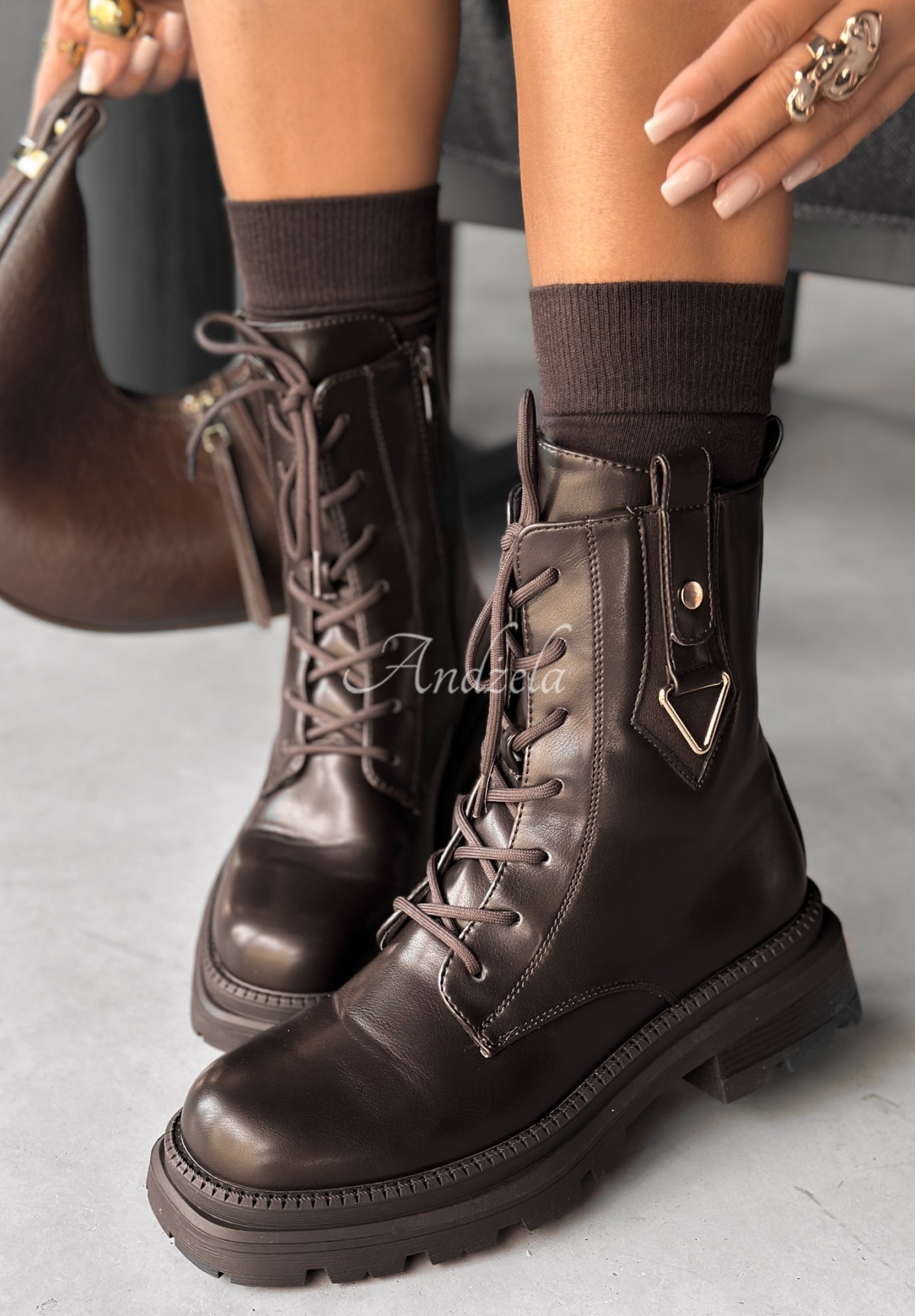 Golden Hours chocolate leather bagger boots