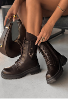 Skórzane botki workery Golden Hours czekoladowe