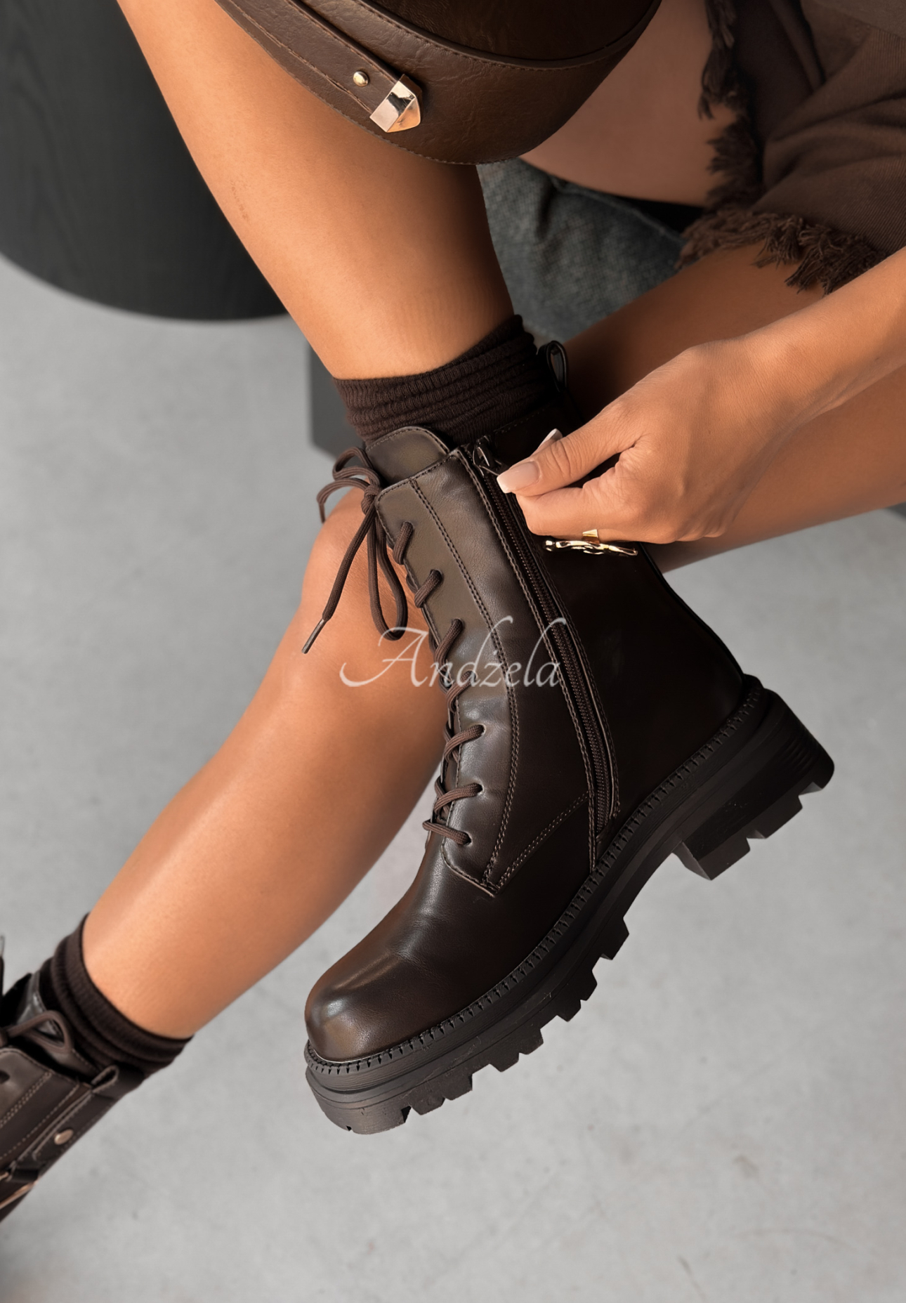 Golden Hours chocolate leather bagger boots