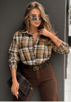 Koszula w kratę Undefined Status camelowo-czekoladowa