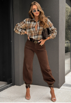 Koszula w kratę Undefined Status camelowo-czekoladowa