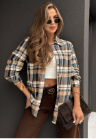 Koszula w kratę Undefined Status beżowo-granatowa