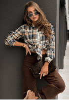 Koszula w kratę Undefined Status beżowo-granatowa