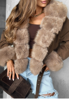 Skórzana kurtka z futerkiem Nothing To Hide czekoladowa