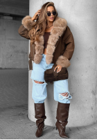 Skórzana kurtka z futerkiem Nothing To Hide czekoladowa