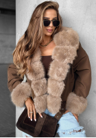 Skórzana kurtka z futerkiem Nothing To Hide czekoladowa