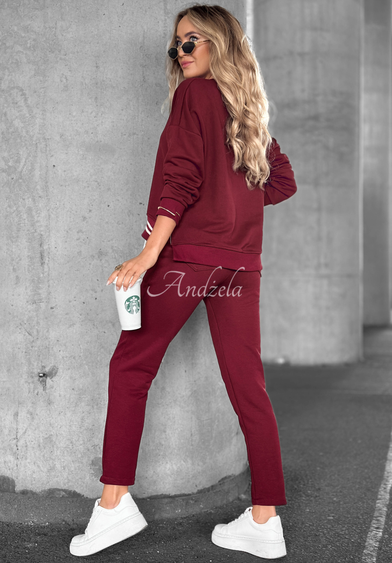 Komplet dresowy Somewhere Near burgundowy