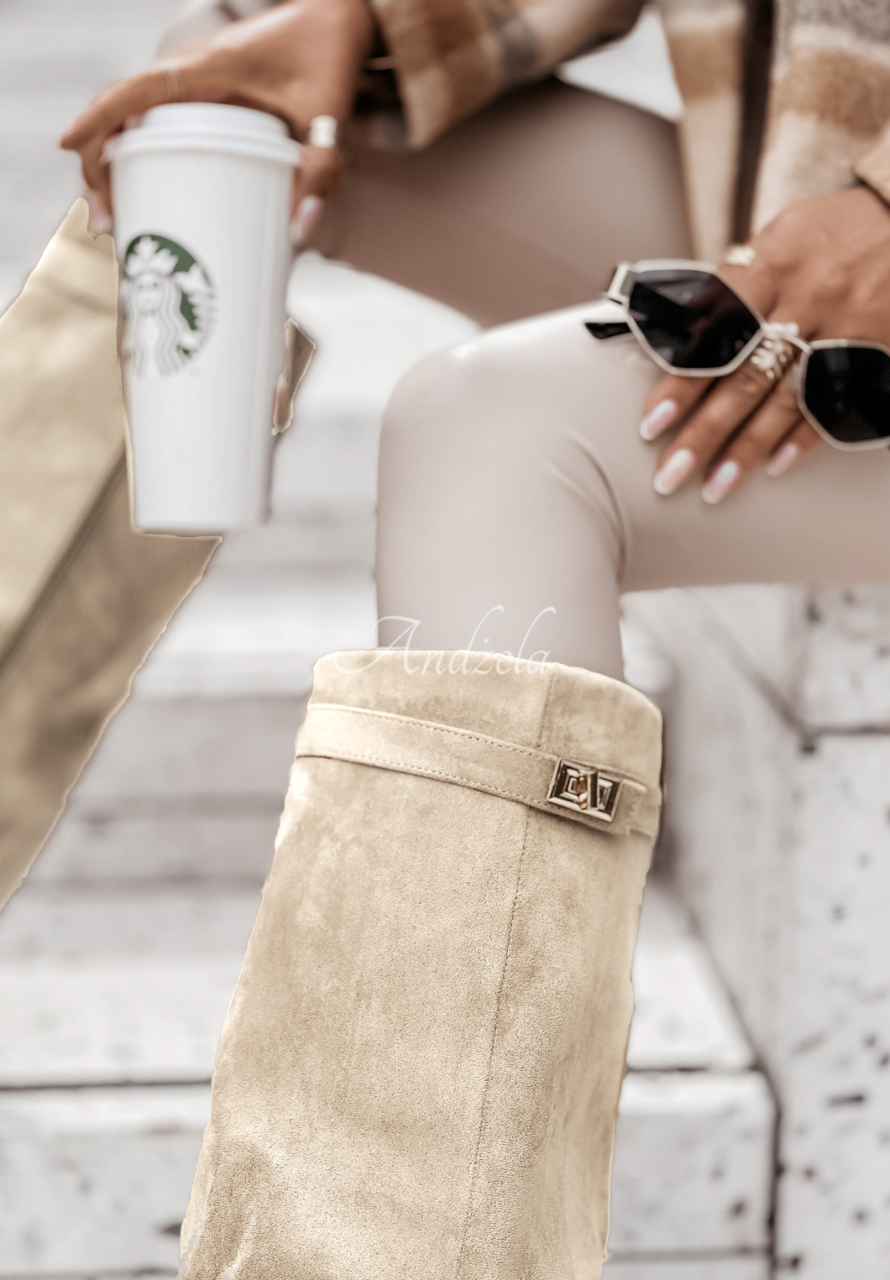 Long suede Neville light beige boots