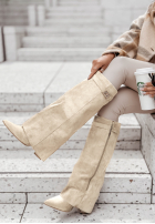 Długie zamszowe kozaki Neville beżowe II