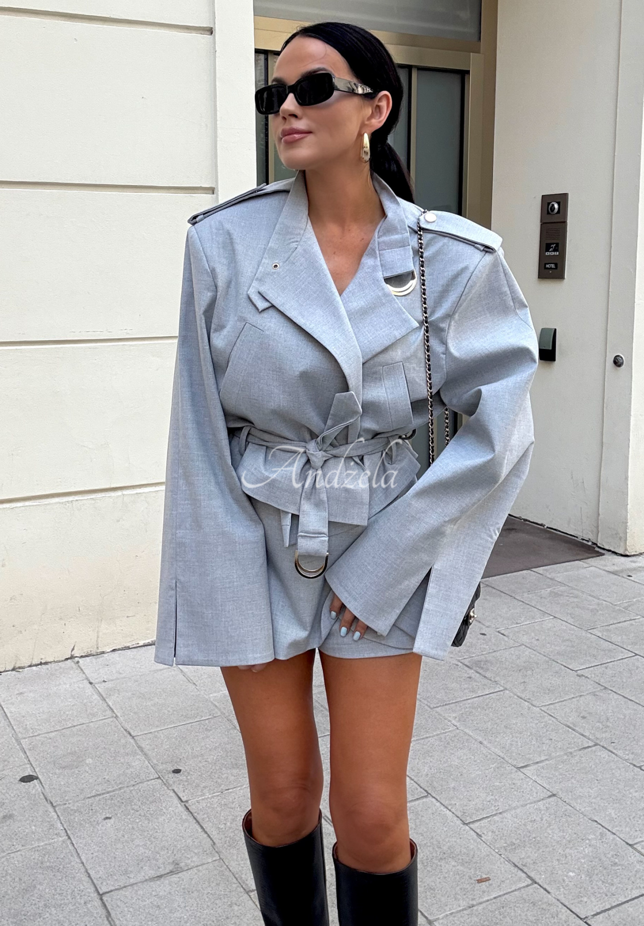 La Milla short viscose trench coat Who's This grey