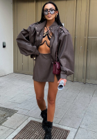 Spódnico-spodenki mini z rozcięciem La Milla Got My Attention mokka