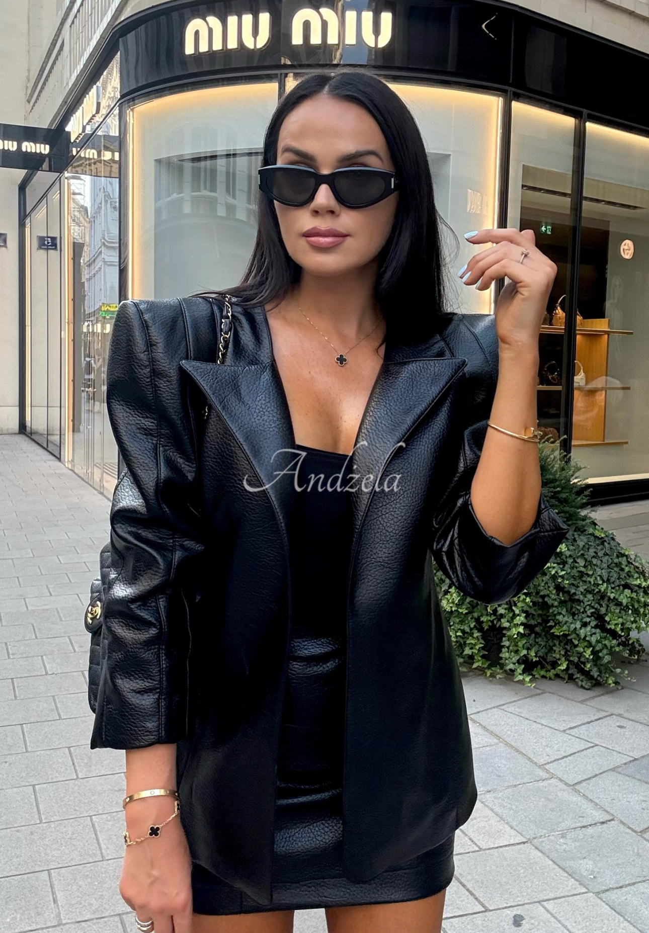 Leather jacket with binding La Milla Told Him Yes black