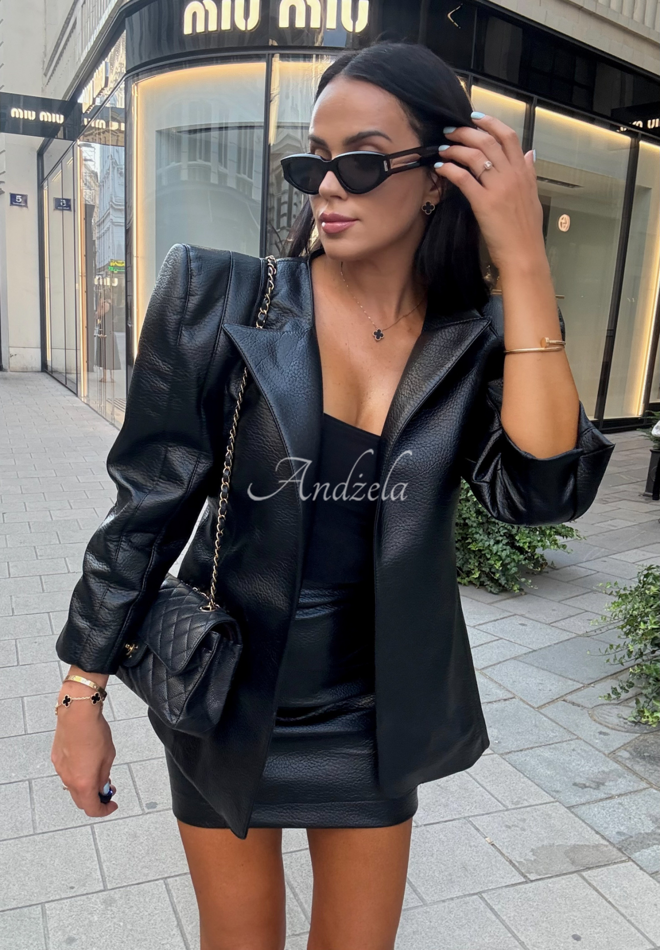 Leather jacket with binding La Milla Told Him Yes black