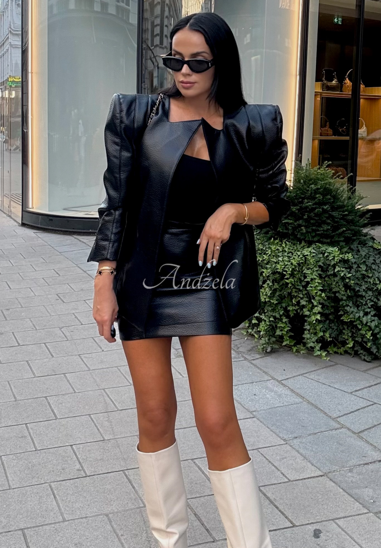 Leather jacket with binding La Milla Told Him Yes black