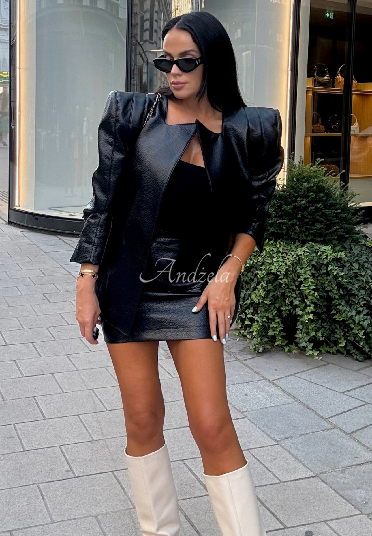 Leather jacket with binding La Milla Told Him Yes black