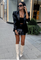 Skórzana marynarka z wiązaniem La Milla Told Him Yes czarna